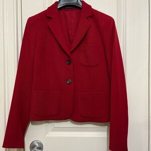Theory Red Nillian Valleius Wool Blazer Sz 00